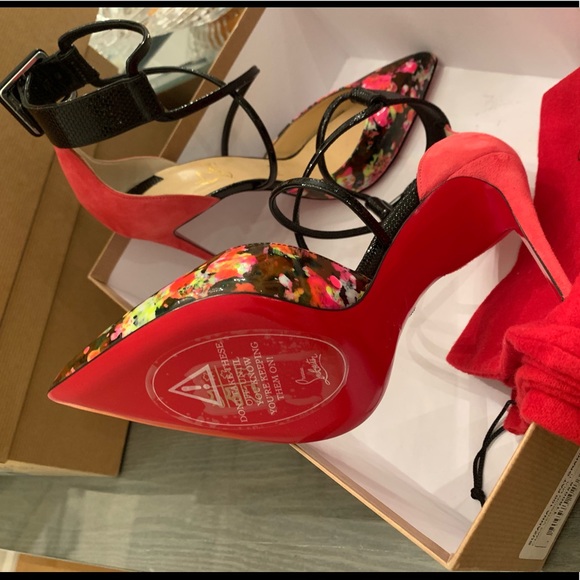 🔥🔥SOLD!!🔥🔥Christian Louboutin Suzanna 100 Black Pat/Granite - Picture 4 of 7